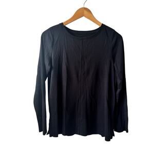 J.Jill Top Women S Black Long Sleeve Pima Crew Neck Tee 100% Pima Cotton Fall